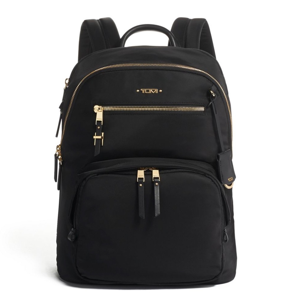 Tumi Voyageur Hilden Backpack Black / Gold Hardware / Lavender Lining EUC